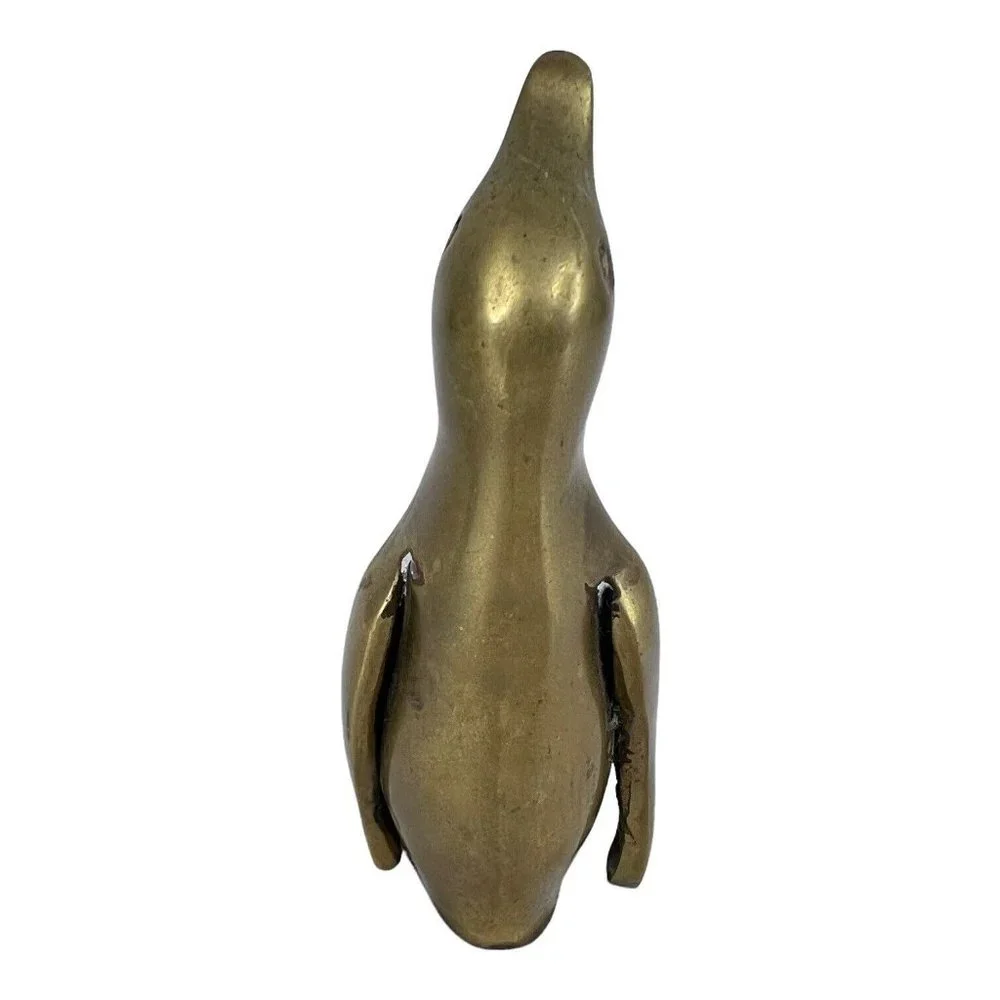 Vintage Solid Brass Mom & Baby Penguin Figurine Set of 2 Made Korea 5.25